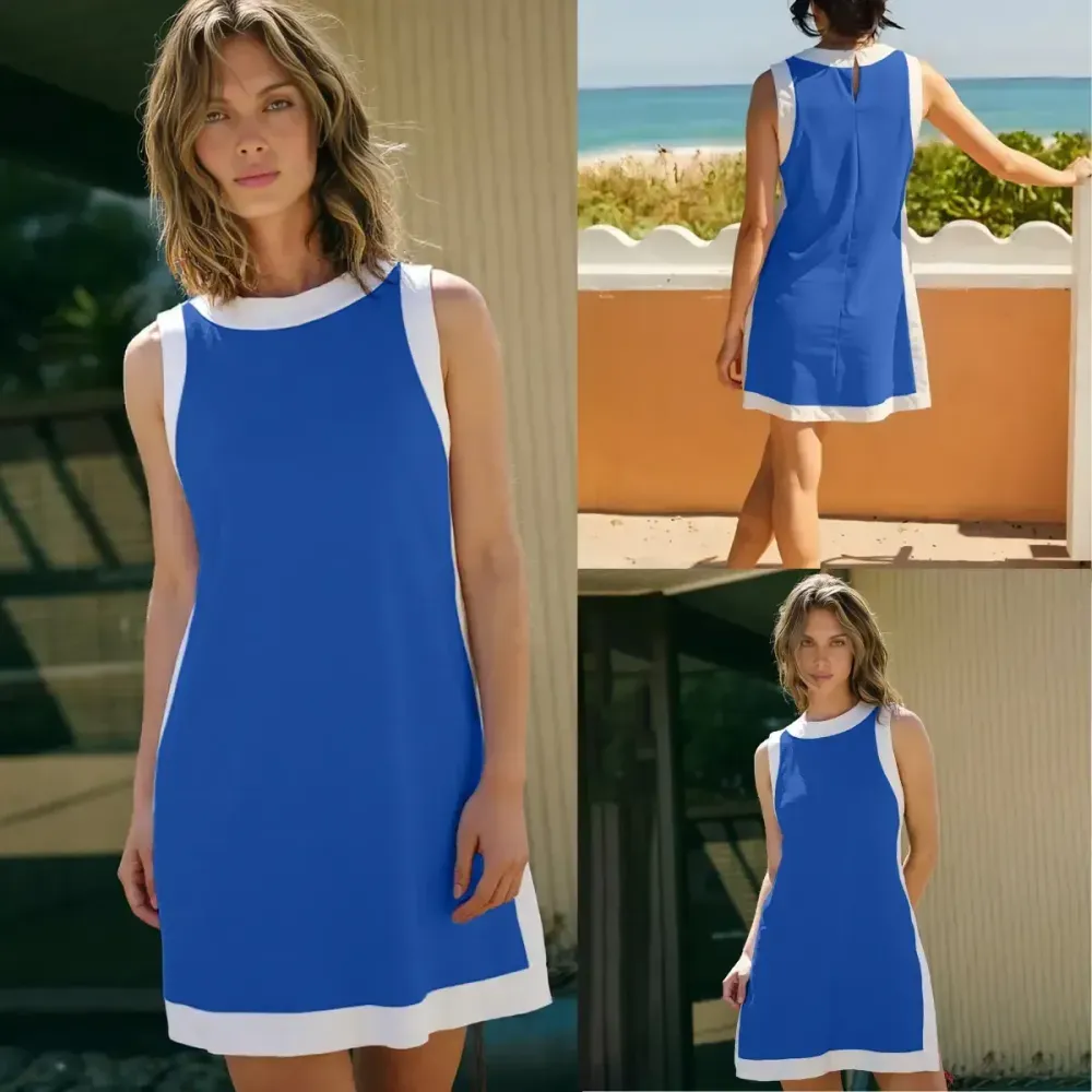 Women’s Color-Blocked Sleeveless Pullover and Shorts Set with Pockets
