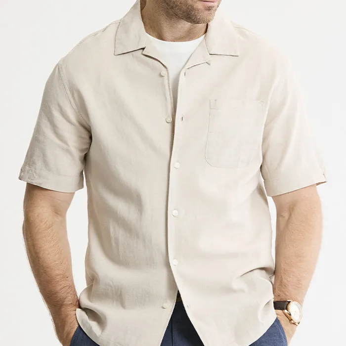 Linen Blend Short Sleeve Camp Shirt