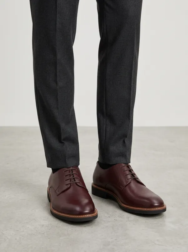 Men's Classic Business Burgundy Leather Oxford Shoes