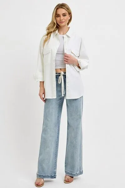 Modern Straight Leg Pocketed Denim Jeans