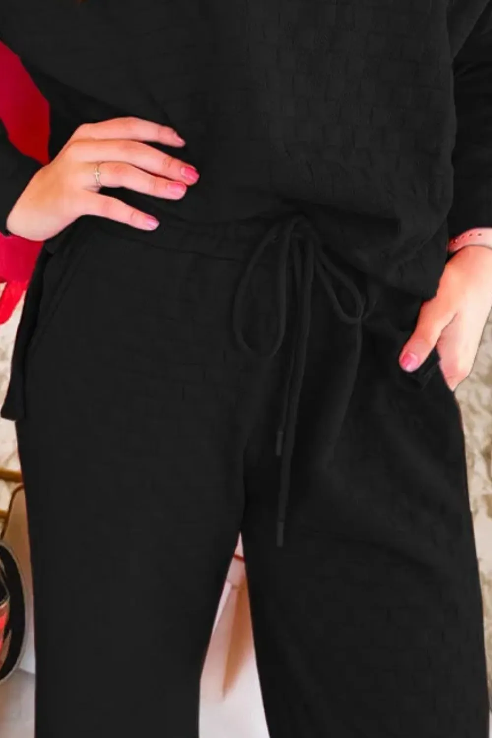 High-Low Round Neck Top And Pants Set