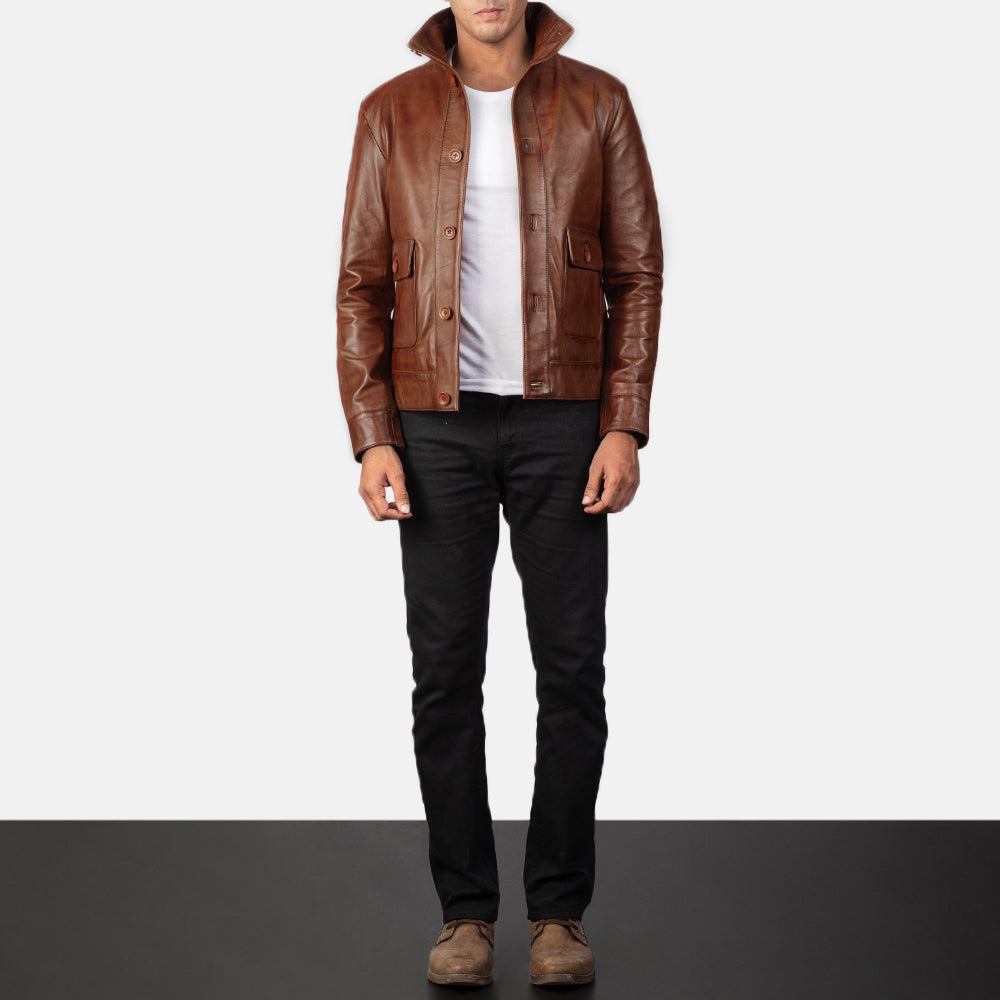 Men's Rugged Bomber Leather Jacket