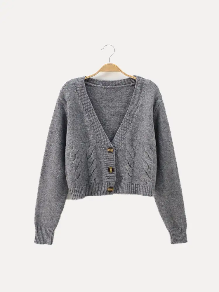 Cropped Button Up Cardigan