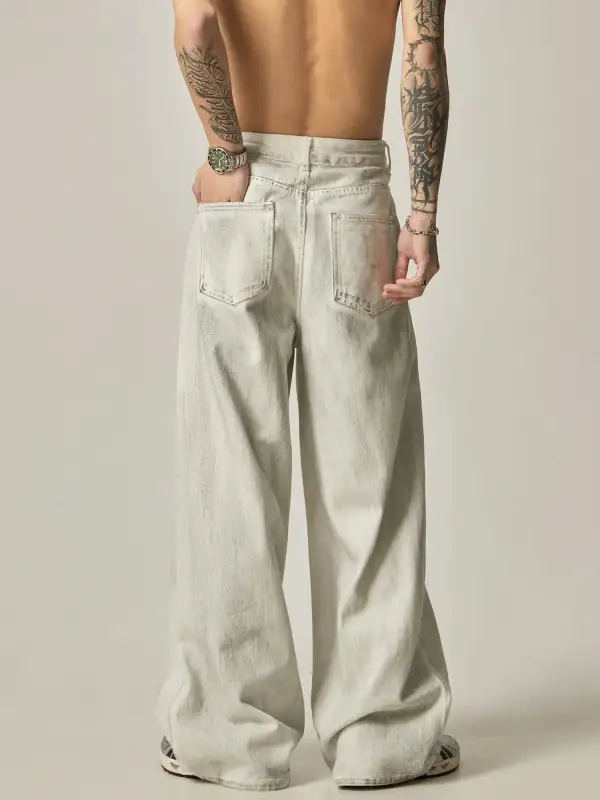 Linen-Blend Wide-Leg Jeans