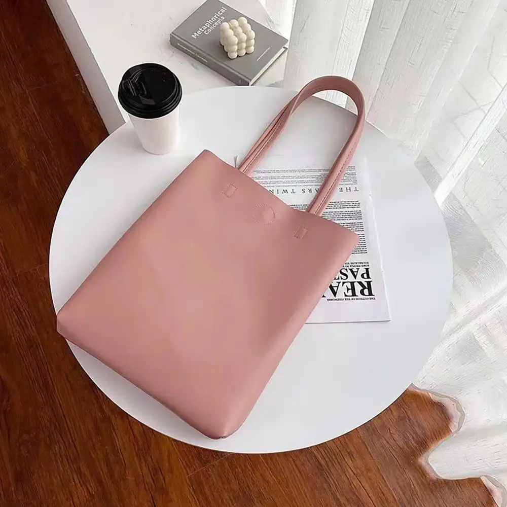 Minimalist Chic Black Leather Tote Bag