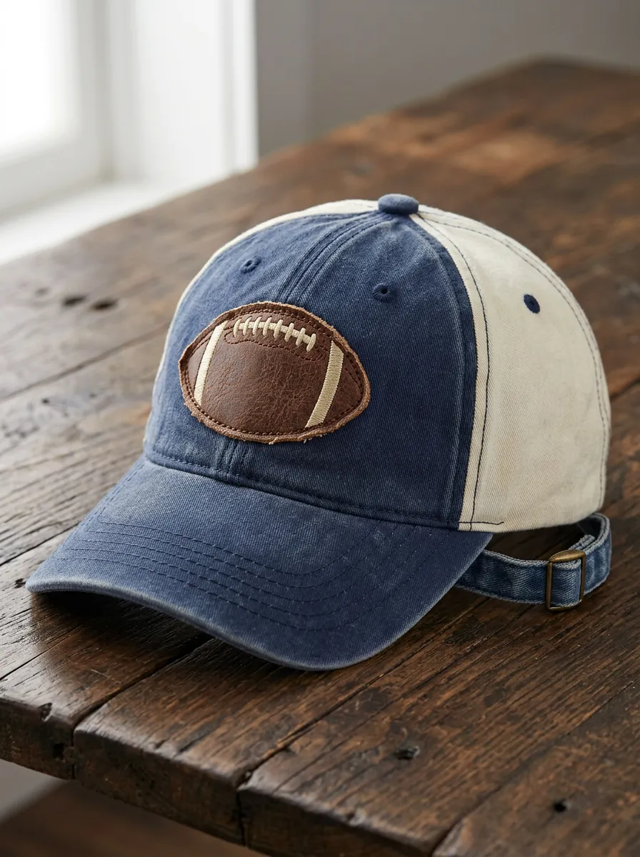 Men's American Football Fan Leather Patch Distressed Baseball Cap