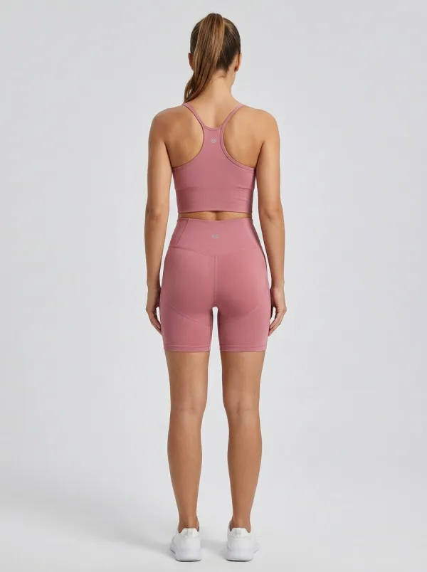 Contemporary Ribbed Texture Seamless Design Detail Women's Tank Top And Sports Shorts Set