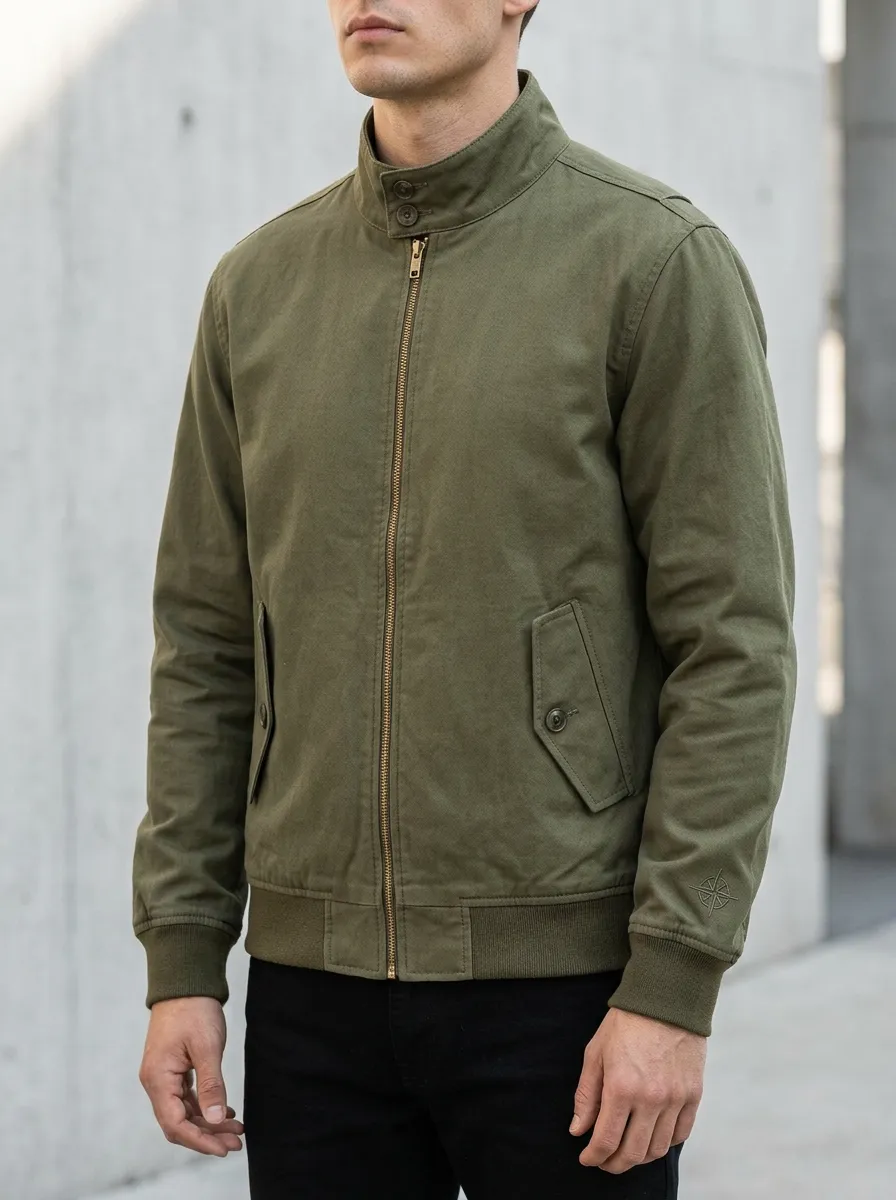 Men's Military Style Compass Logo Embroidered Bomber Jacket