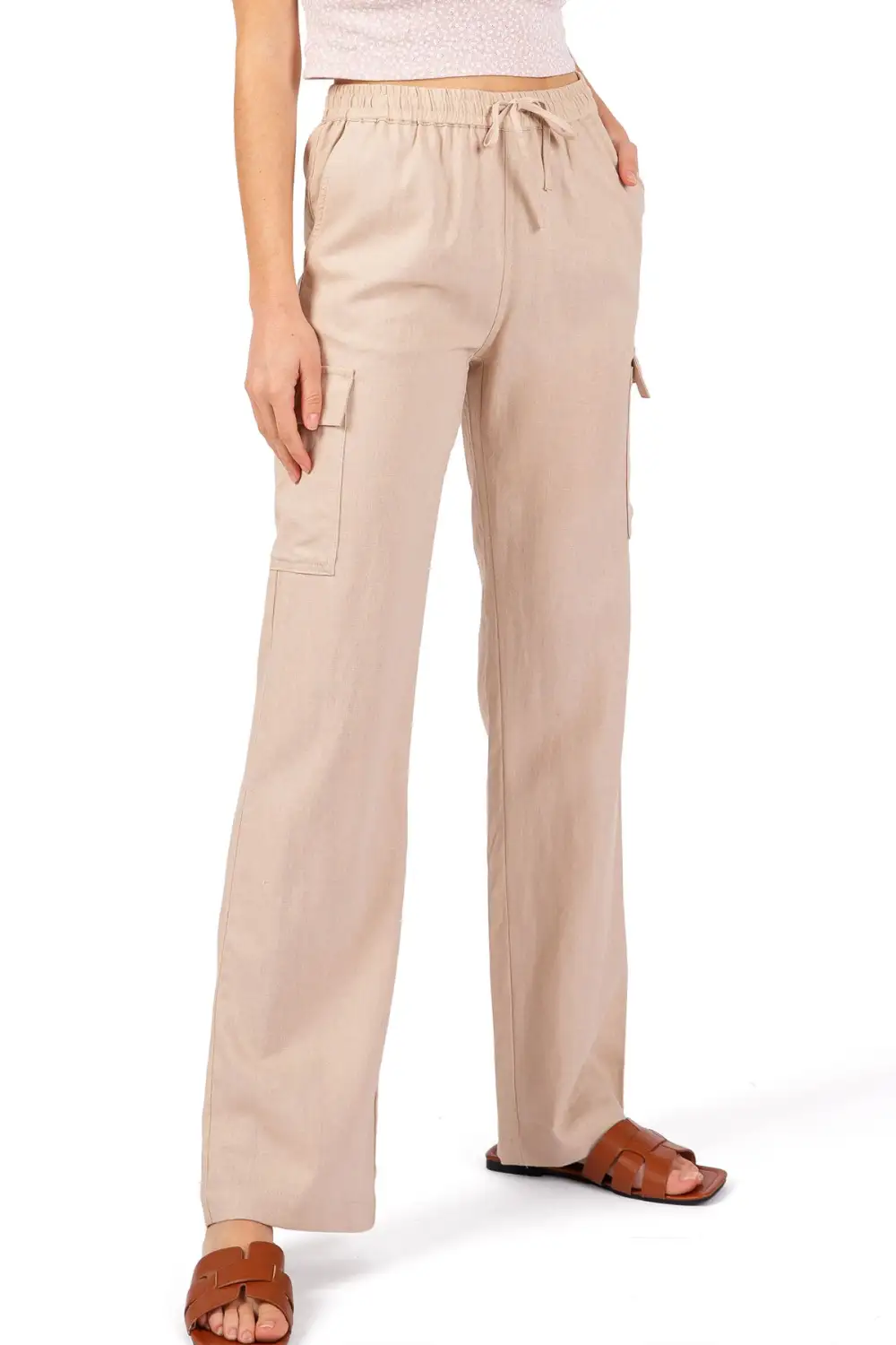 Black Linen - Blend Cargo Pants