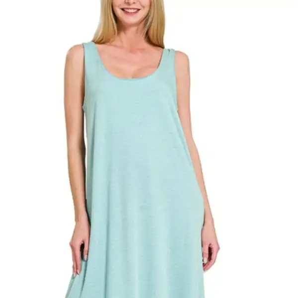 Midi French Terry Twisted Strap Midi Dress
