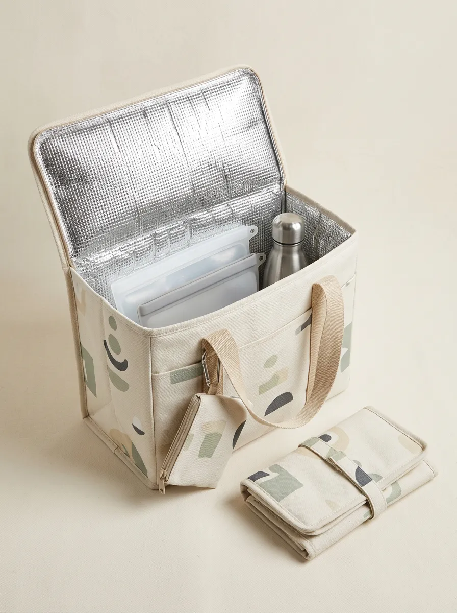 Unisex Thermal Insulated Geometric Pattern Printed Cooler Bag