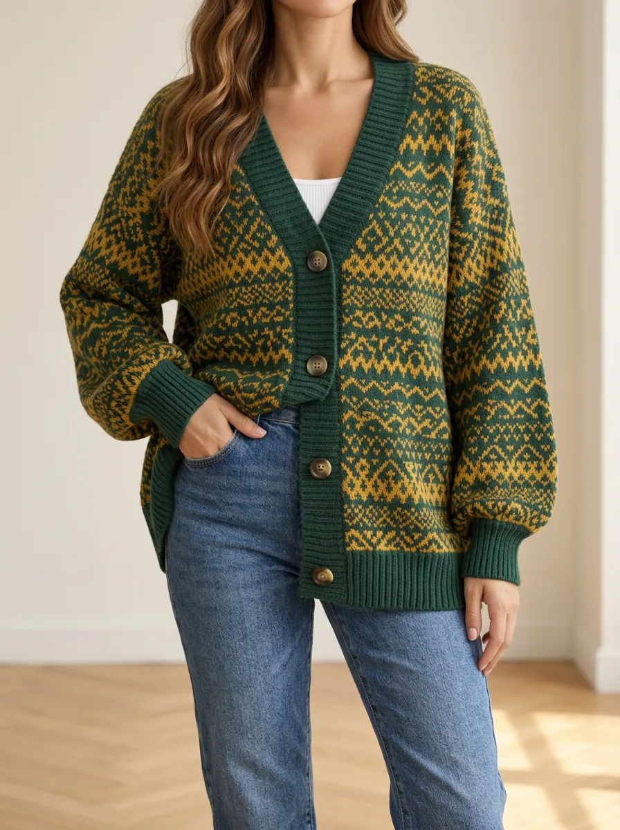 Comfort Focused V Neck Button Front Women's Everyday Knit Cardigan