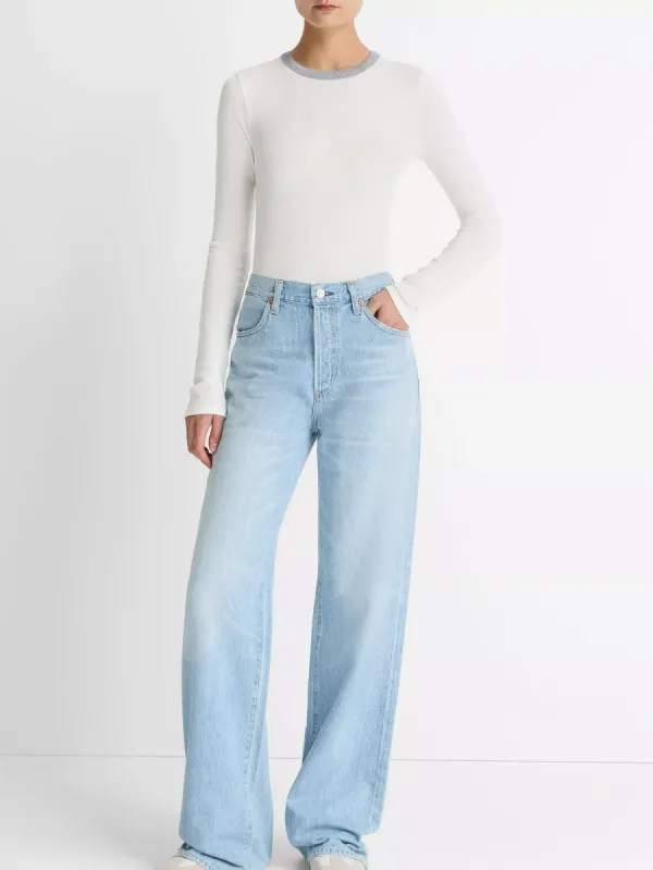 Contrast Neck Long Sleeve Tee