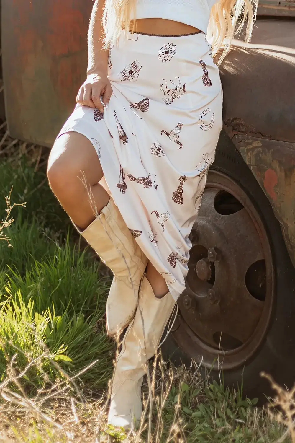 Relaxed Satin Printed Skirt