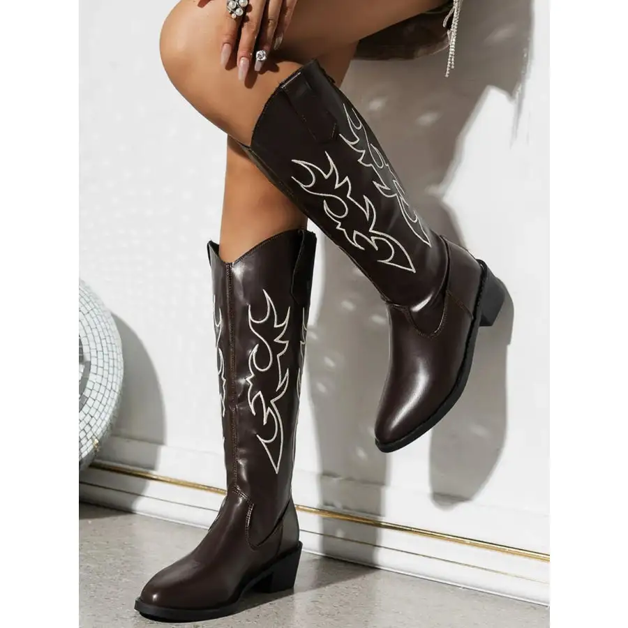 Lightweight Round Toe Block Heels Boots