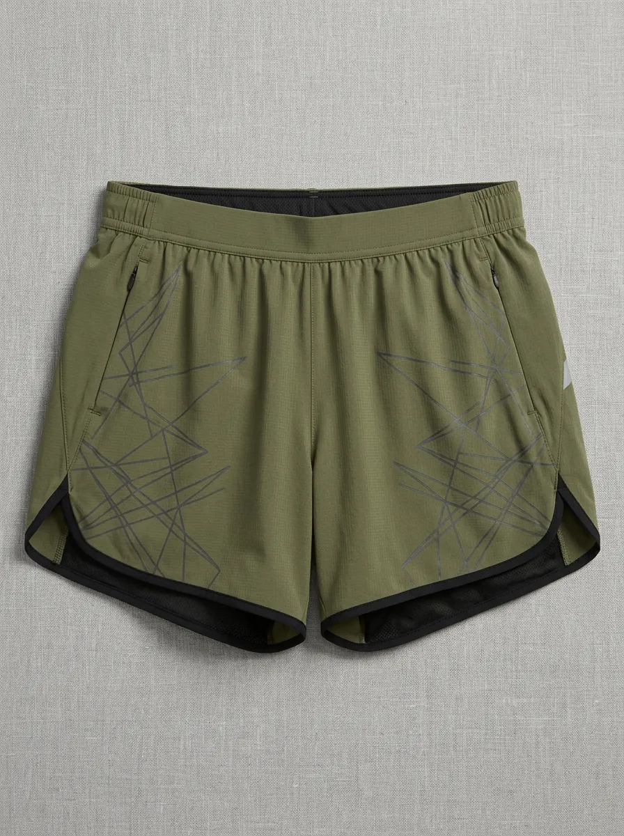 Women's Athletic Geometric Line Printed Running Shorts