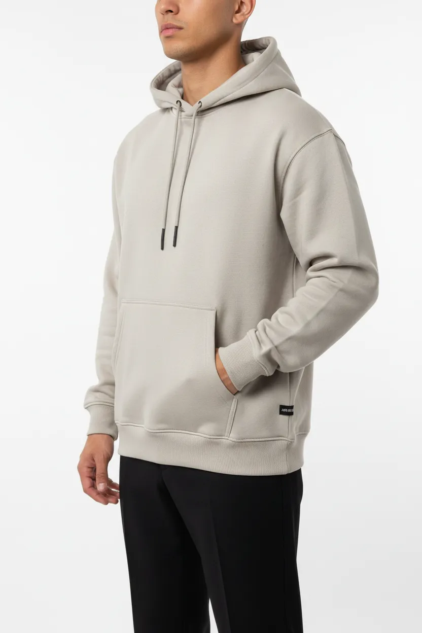 Refined Regular Fit Cotton Ribbed Hooded Pullover Hoodie