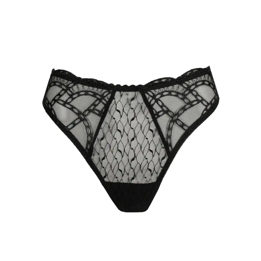 Women's Flat Seams Elastic Waistband Cotton Gusset Lace Embroidery Cotton Tanga Panty
