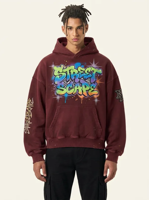 Men's Streetwear Graffiti Streetscape Graphic Hoodie