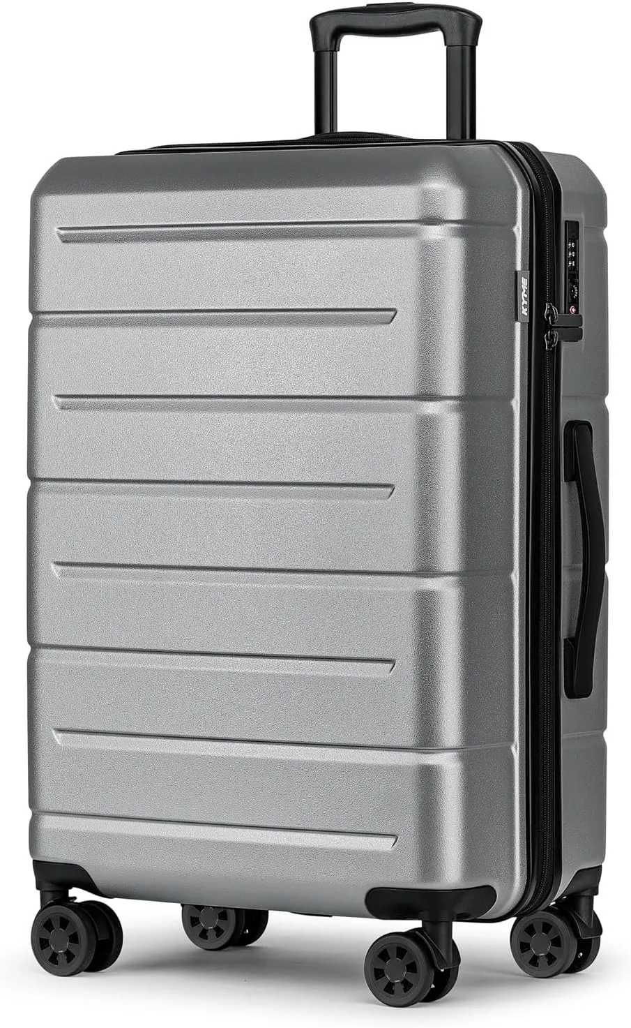 KYME 24 Inch Luggage,Checked Medium Suitcase with Spinner Wheels,Black