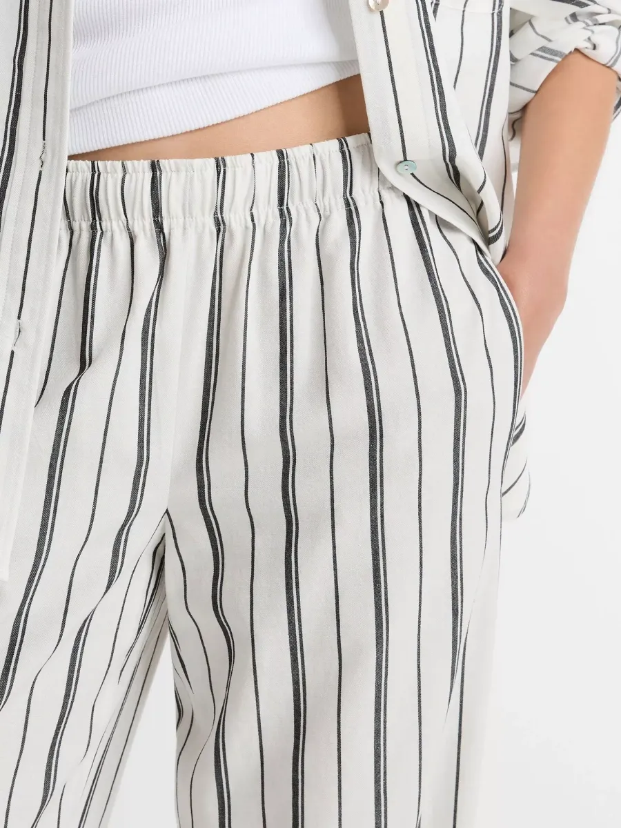 Elastic-Waist Striped Pants