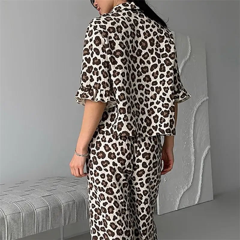 Leopard Print Short Sleeve Set