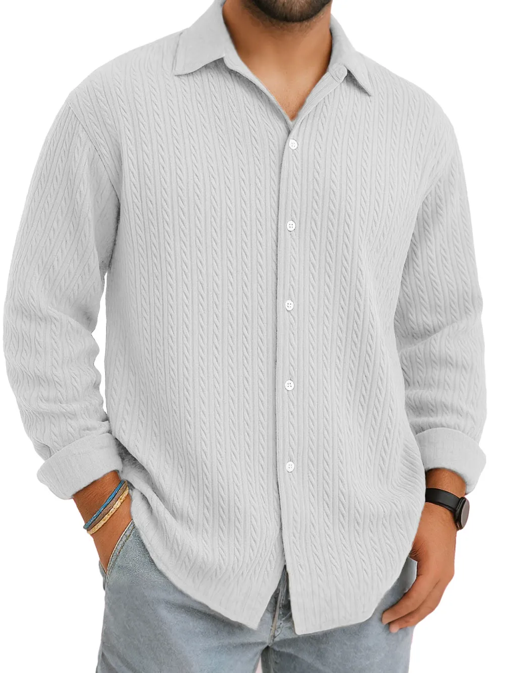 Jacquard Camp Collar Shirt