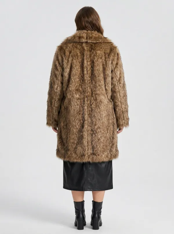 City Double-Breasted Faux Fur Coat