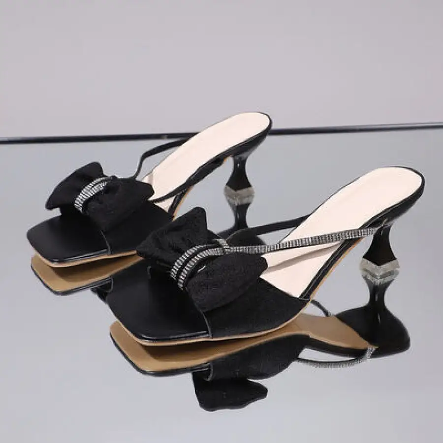 Bow Rhinestone Open Toe Sandals