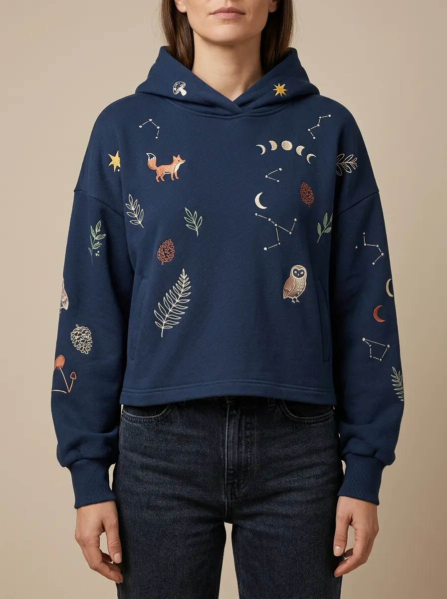 Forest Pullover Hoodie with Fox Artwork