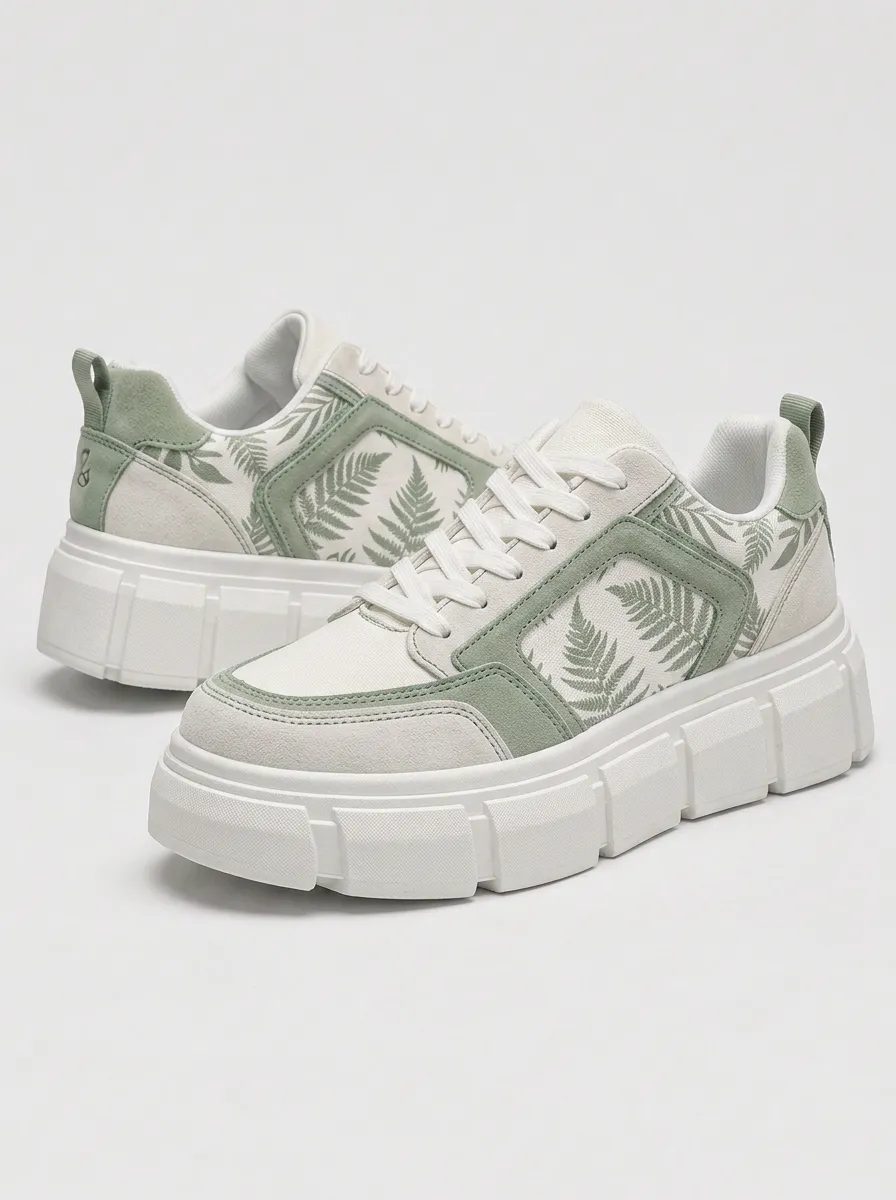 Men's Nature Lover Fern Leaf Patterned Skate Shoes