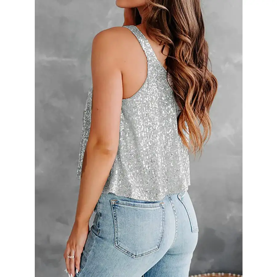 Sequin Scoop Neck Tank