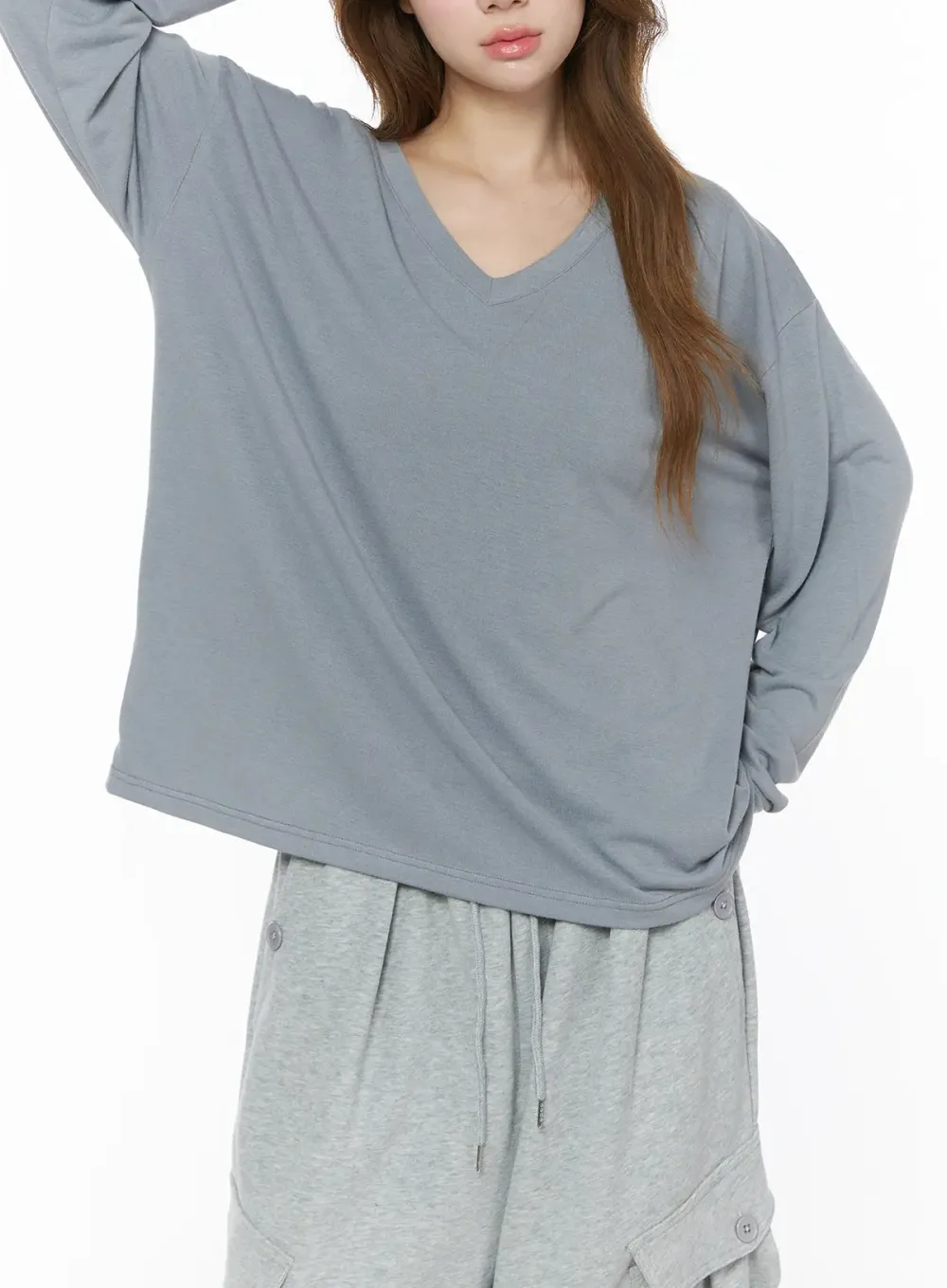 Basic V-Neck Long Sleeve Top