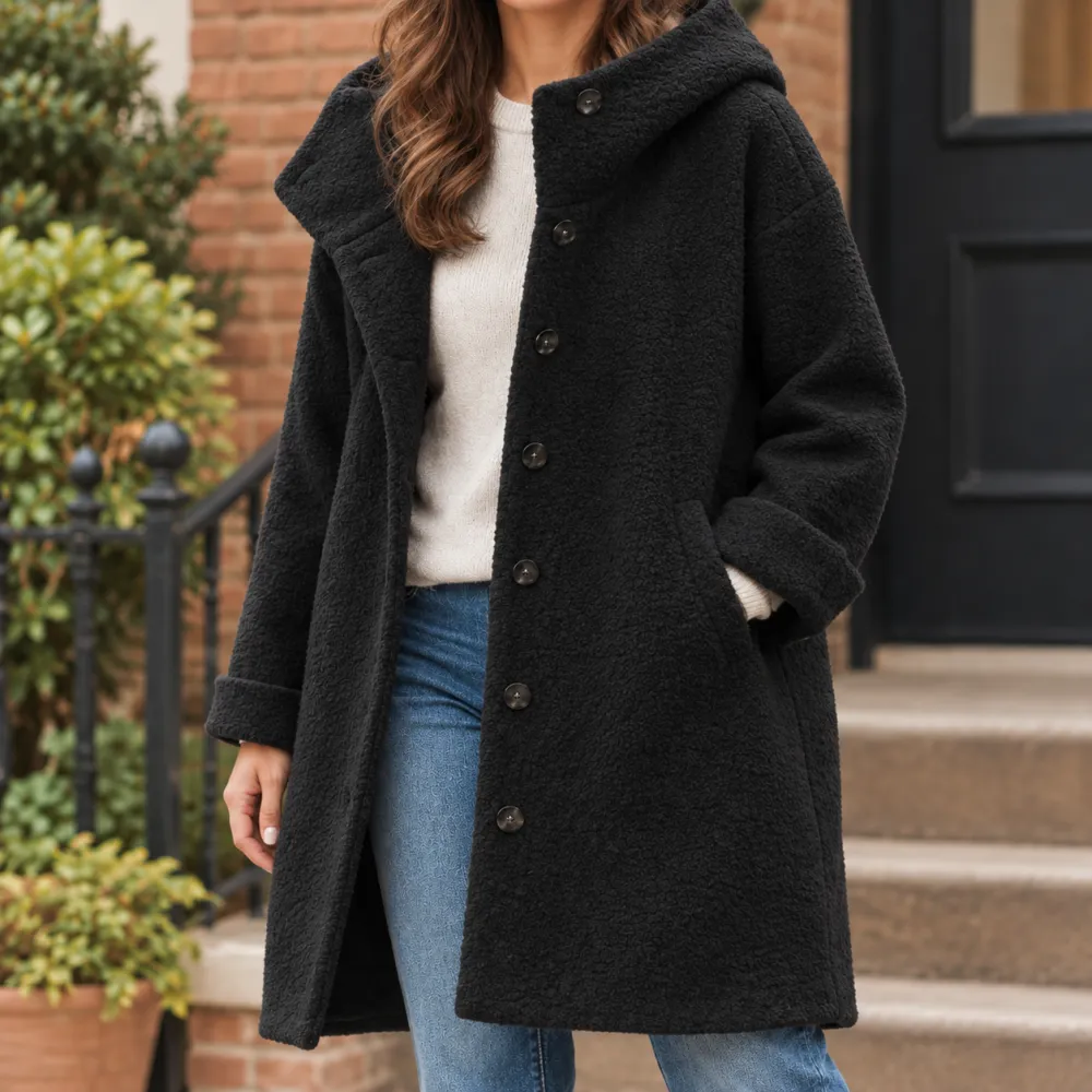 Single-Breasted Hooded Longline Coat