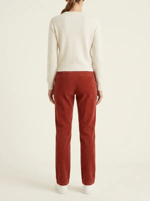 Women's Contrast-Trim Slant-Pocket Corduroy Straight-Leg Pants