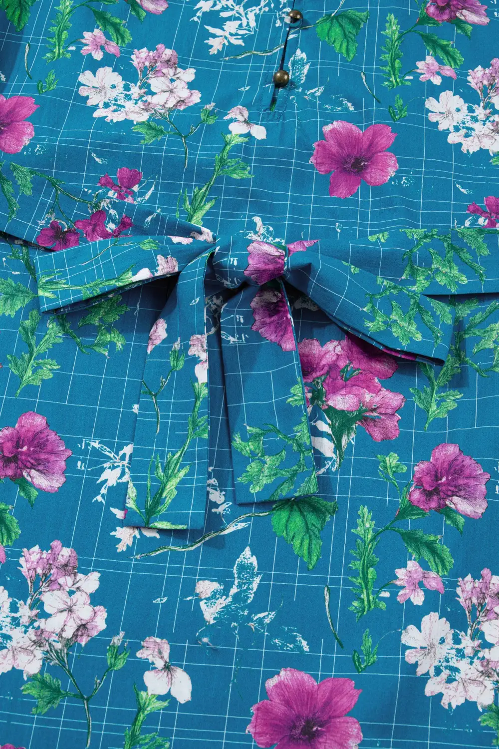 Floral Split Neck Tie Waist Dress Casual