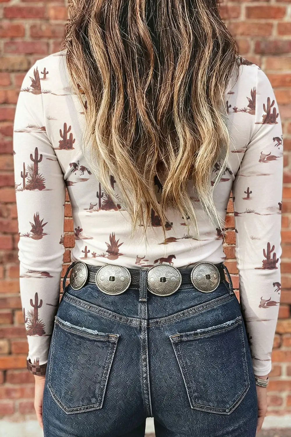 Floral Print Mesh Stretch Fabric Long Sleeve Top