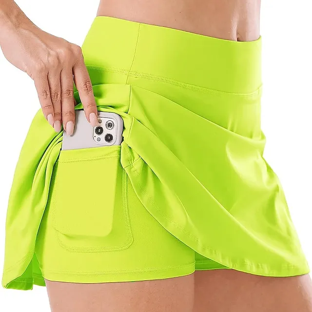 2026🔥  Women's Tennis Skirts Golf Skirts Breathable Quick Dry With Pockets Tennis Clothing Golf Apparel 2 in 1 Golf Tee Pocket Printed Summer Tennis Golf Badminton