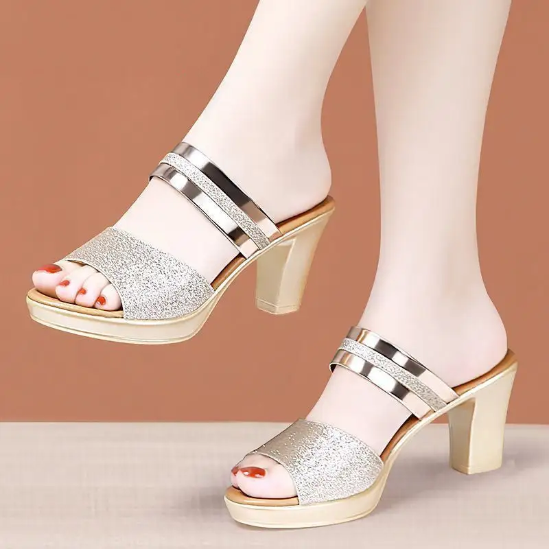 Open Toe Thick Sole Slide Sandals