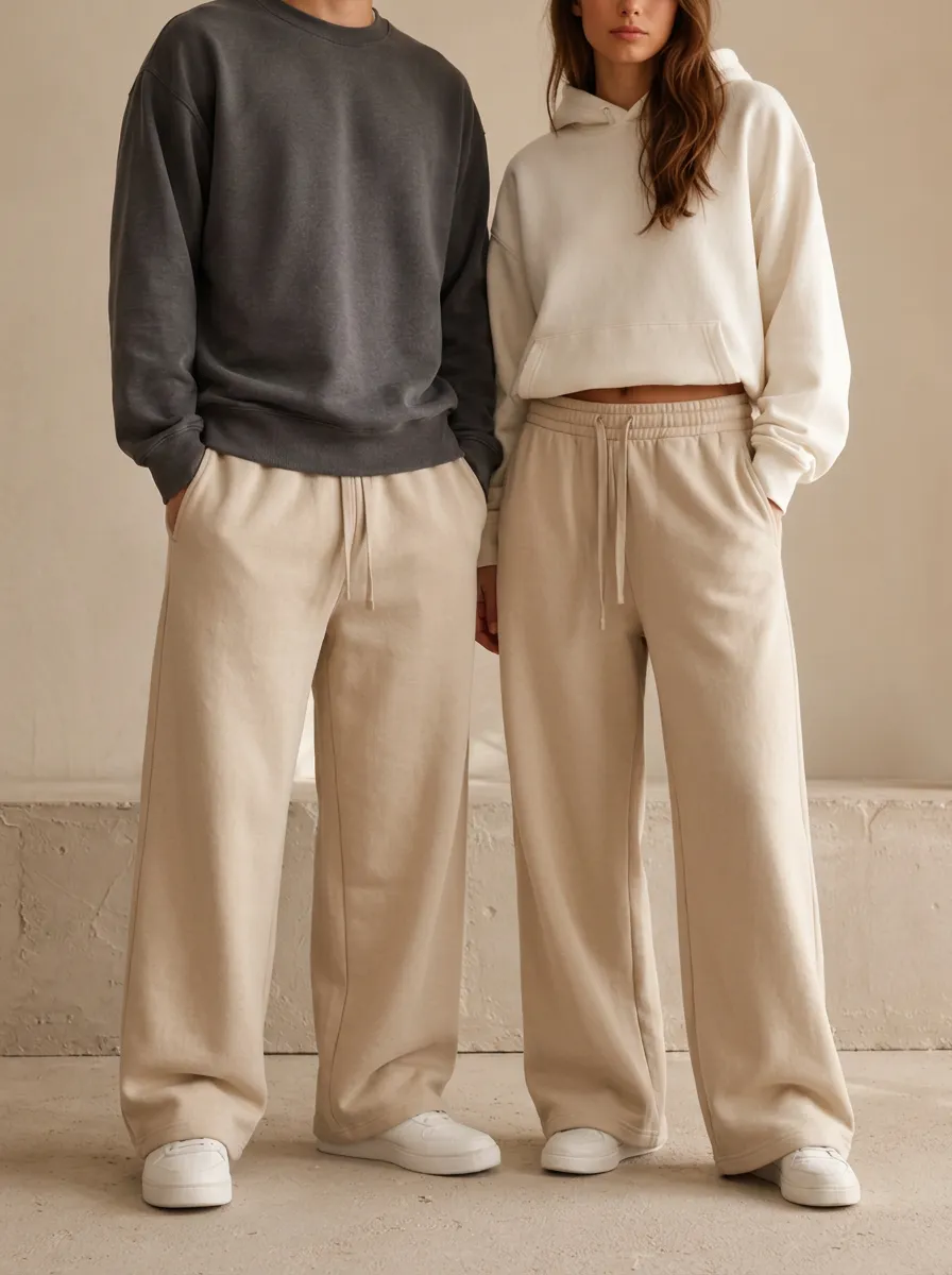 Unisex Laid-Back Soft-Feel Wide-Leg Sweatpants