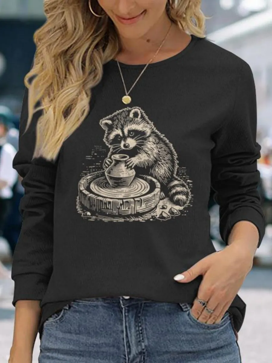 Cute Pottery Raccoon T-Shirt