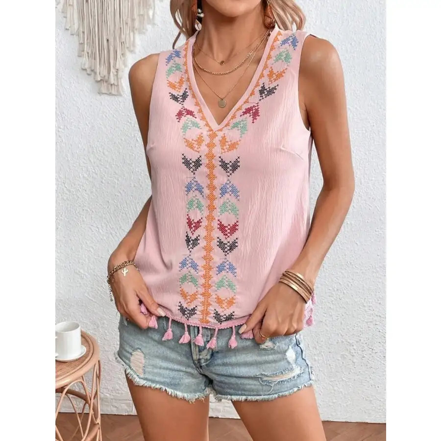 Tassel V Neck Tank