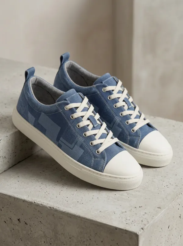 Textured Geometric Abstract Canvas Sneakers