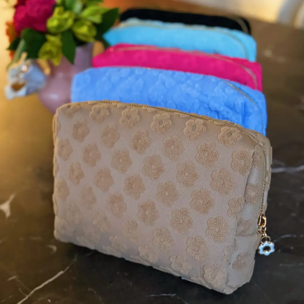 Embossed Daisy Blossom Cosmetic Case