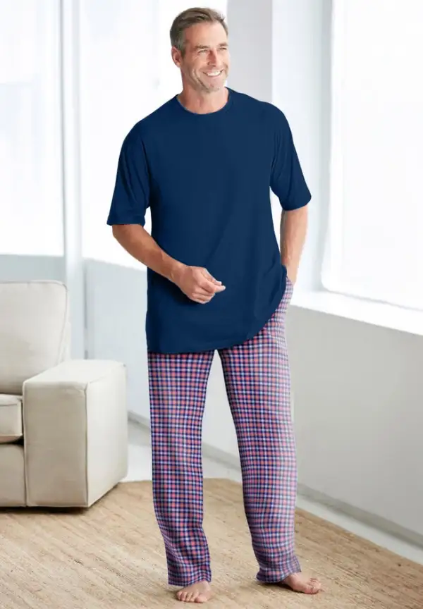 Jersey Knit Plaid Pajama Set