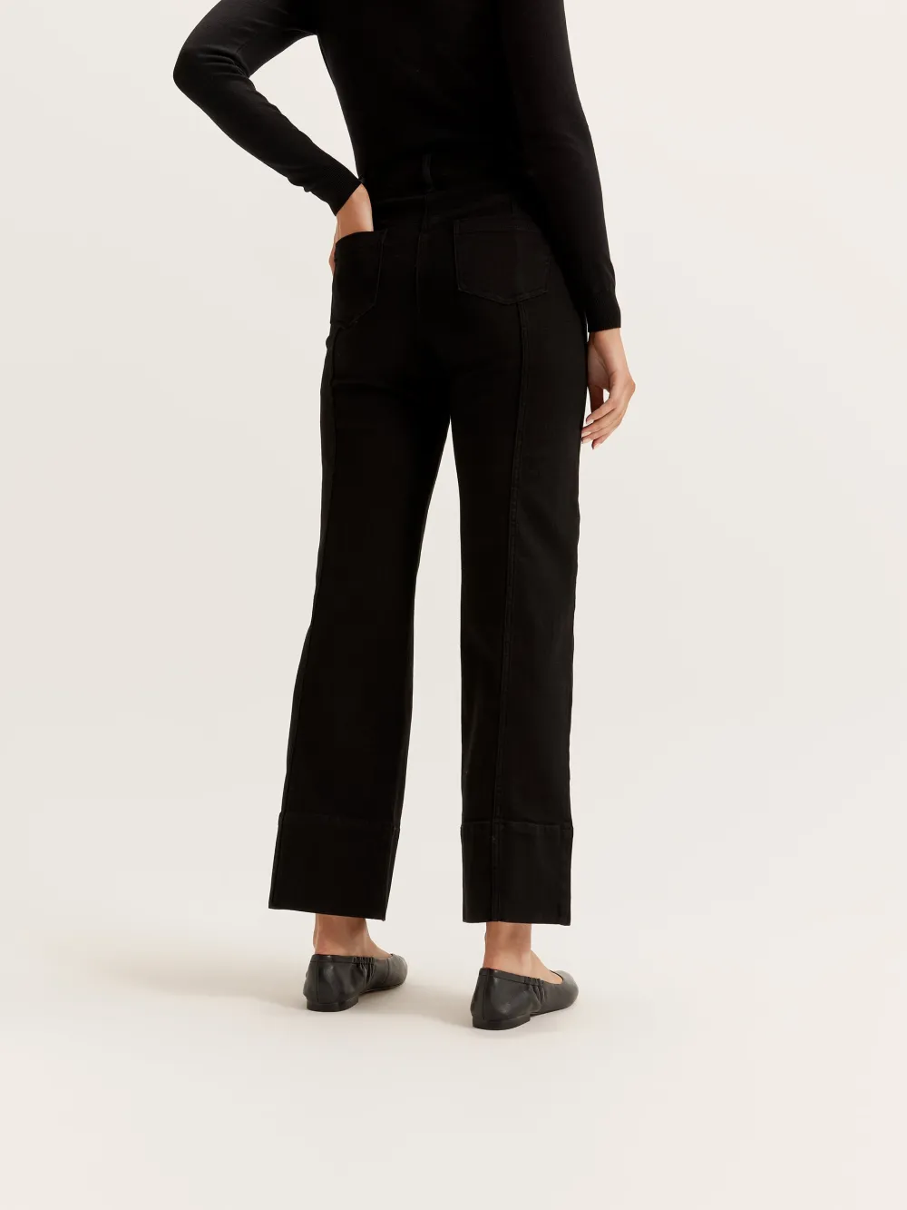 High Rise Cuffed Straight Jeans