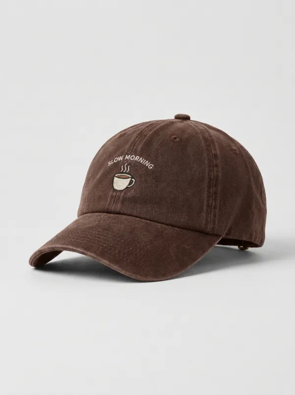 Classic Texture Coffee-Lover Slow-Morning Embroidered Unisex Baseball Cap
