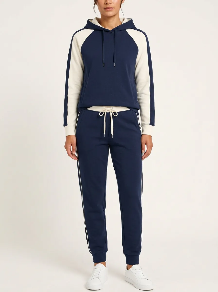 Women's Colorblock Raglan Hoodie and Tapered Jogger Set
