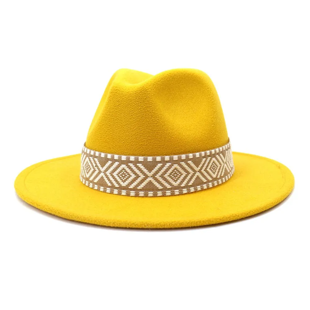 Belt Retro Flat Fedora Hat