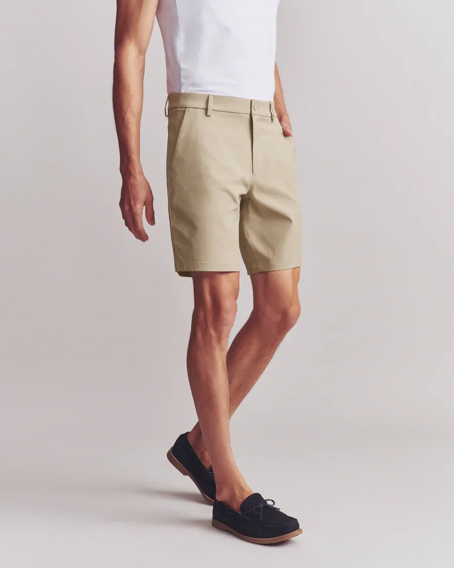 Beige Straight - Cut Men's Shorts